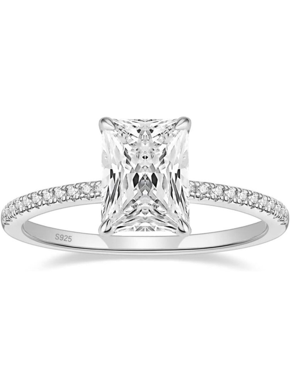 Radiant Cut 925 Sterling Silver Engagement Ring for Women - Elegant & Timeless